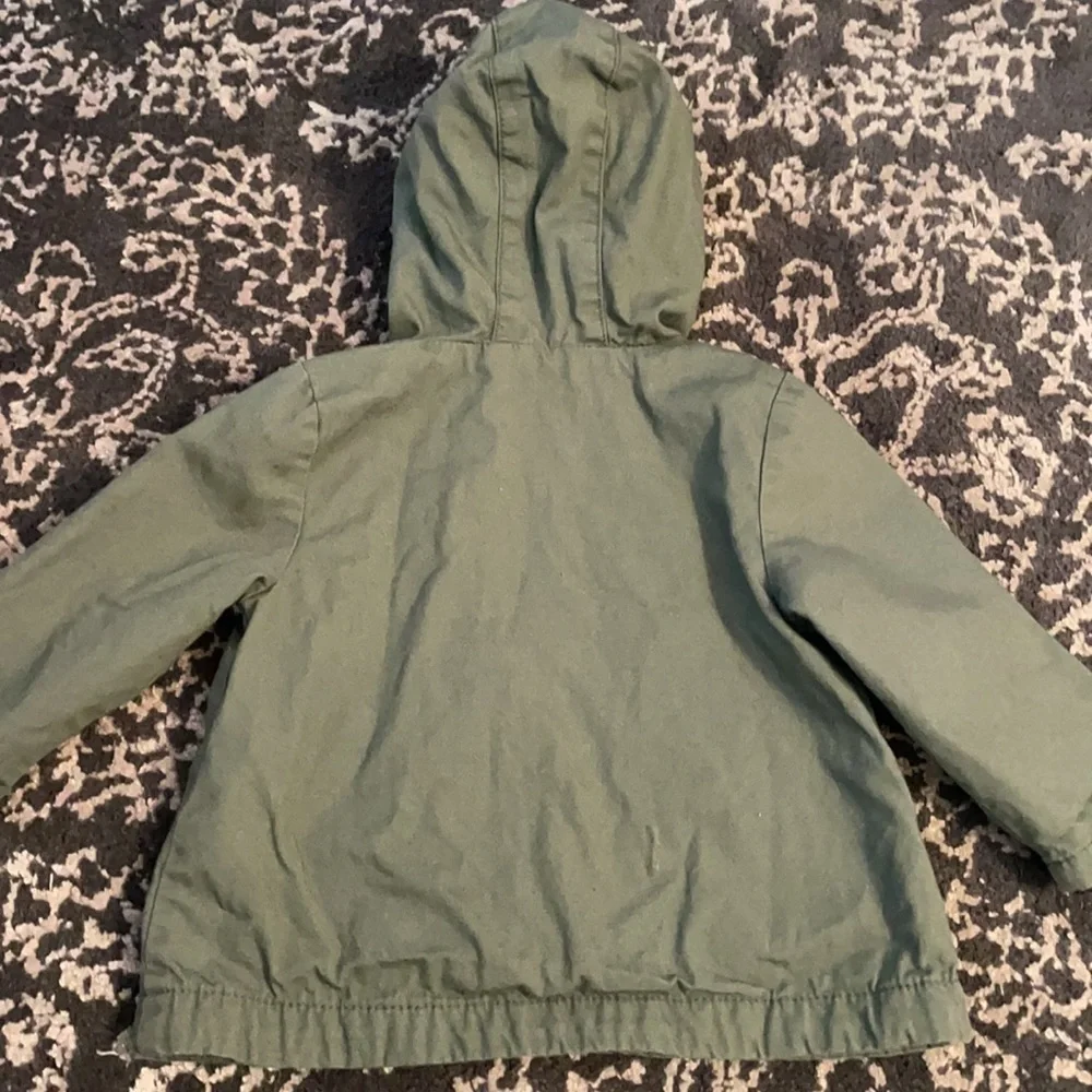 Old Navy Army Green Utility Jacket with Hood Pink Lining 6-12 M